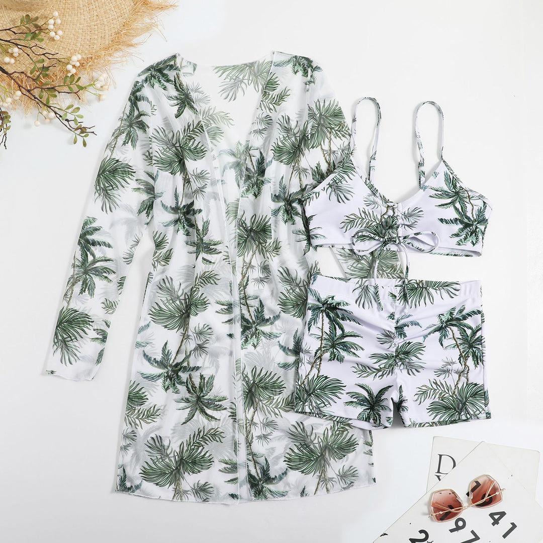 Damen Strandset mit floralem Kimono und Crop-Top Echo Archiv