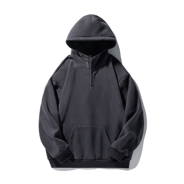 Unisex Thermo-Fleece-Hoodie im Boxy-Schnitt mit Halbzip und Kängurutasche Echo Archiv