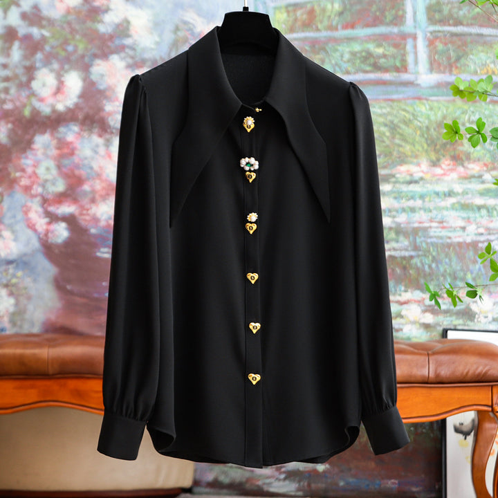Damen Elegante und raffinierte Bluse mit Schmuckknöpfen Echoarchiv