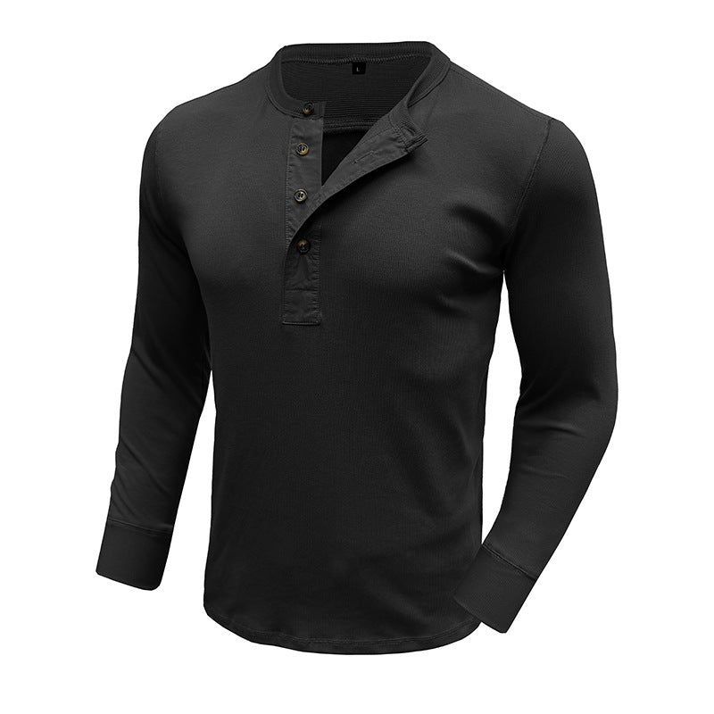 Herren Langarm-Henley-Shirt mit modischer Knopfleiste Echoarchiv