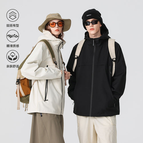 Herren Minimalistische Hybrid‑Regenjacke mit verstaubarer Kapuze und atmungsaktiver Membran Echo Archiv