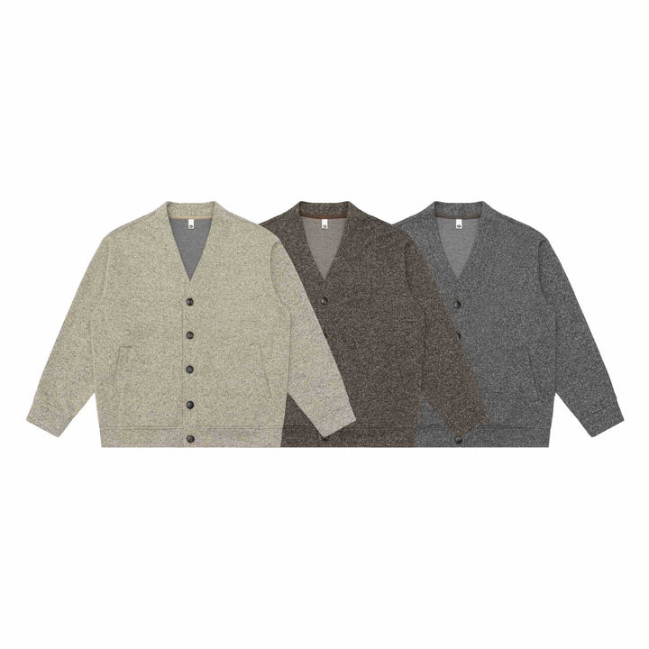 Unisex V-Ausschnitt Cardigan mit Strukturstrick und aufgesetzten Taschen Echoarchiv