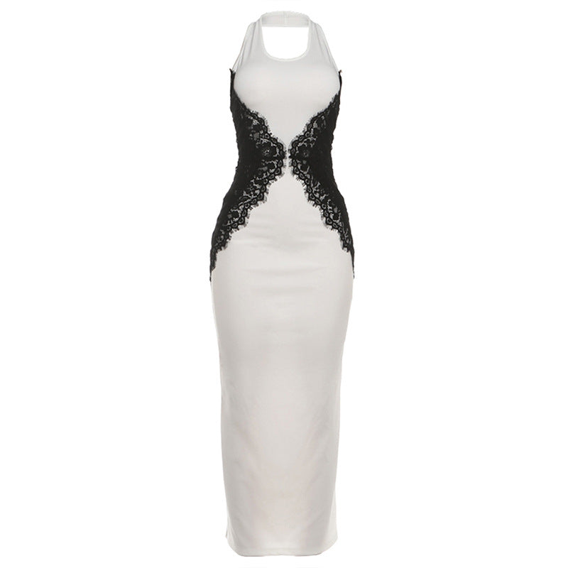 Damen Elegantes Spitzen-Maxikleid mit tiefem Schlüssel-Ausschnitt und figurformendem Design Echo Archiv