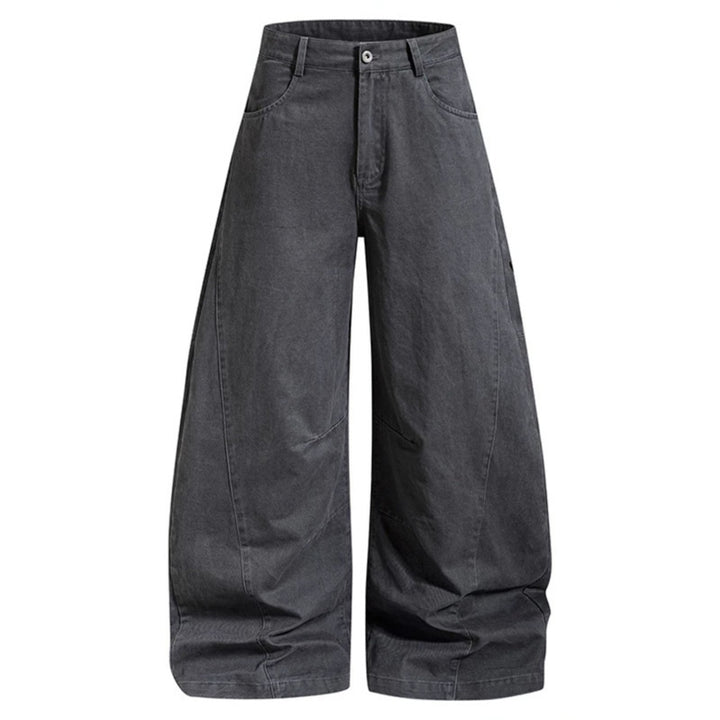 Damen Weite Denim-Palazzo-Hose mit Ballon-Saum und aufgesetzten Logotaschen Echoarchiv