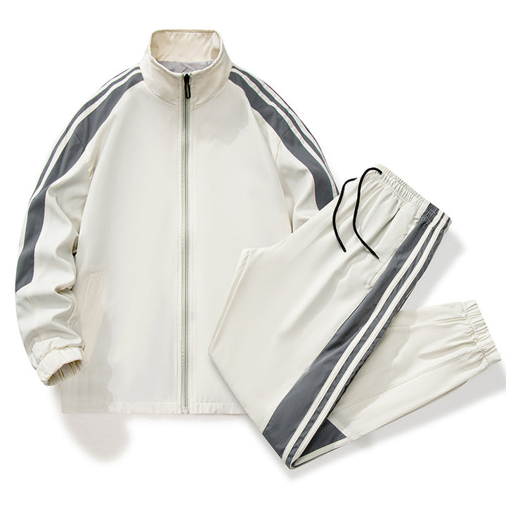 Herren Classic Sport Trainingsset mit Stehkragen, durchgehendem Reißverschluss und elastischen Zugbundhosen – Marzano