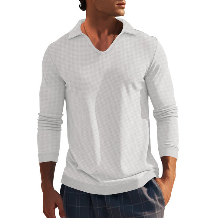 Herren Langarmshirt mit modernem V-Ausschnitt und strukturiertem Design Echoarchiv