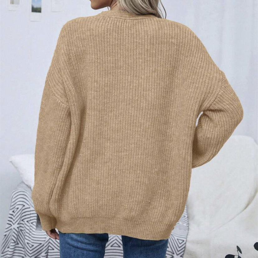 Damen Offener Oversize-Strickcardigan mit Raglanärmeln und feiner Rippenstruktur – Veloura