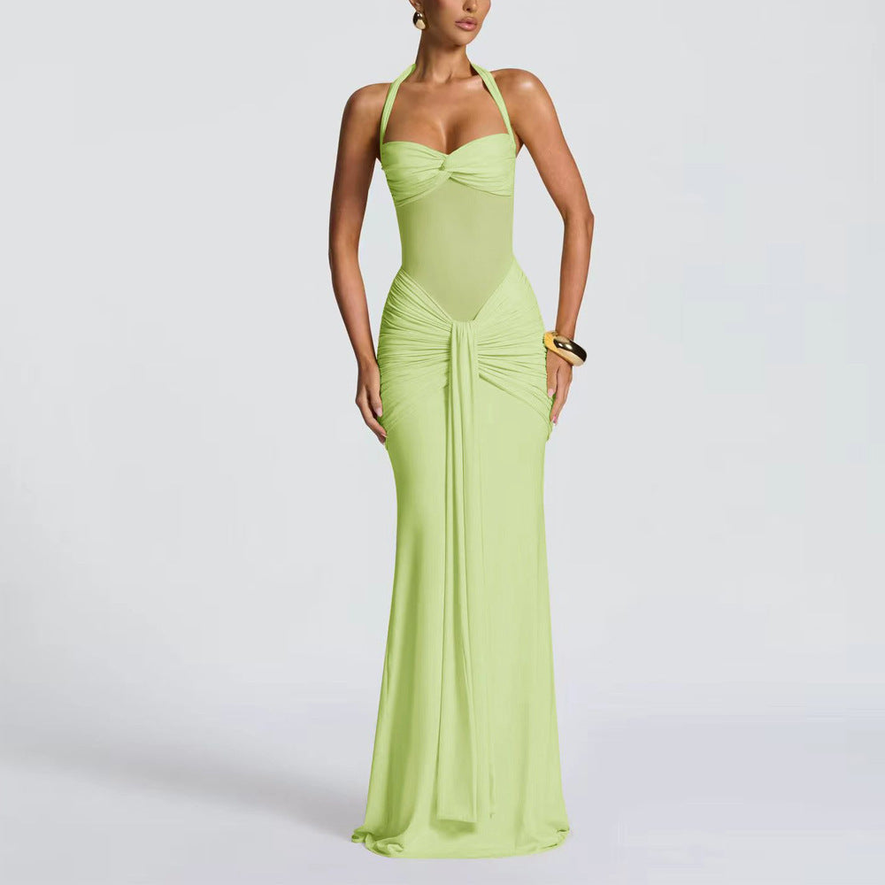 Damen nan figurbetontes Neckholder-Abendkleid mit transparentem Mesh-Einsatz und geraffter Hüftpartie Echo Archiv