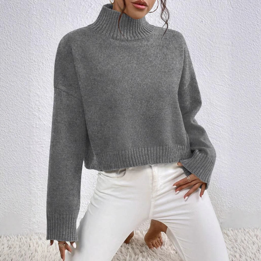 Damen modischer Kragenpullover aus weicher Wolle Echoarchiv