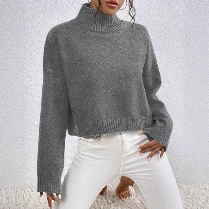 Damen modischer Kragenpullover aus weicher Wolle Echoarchiv
