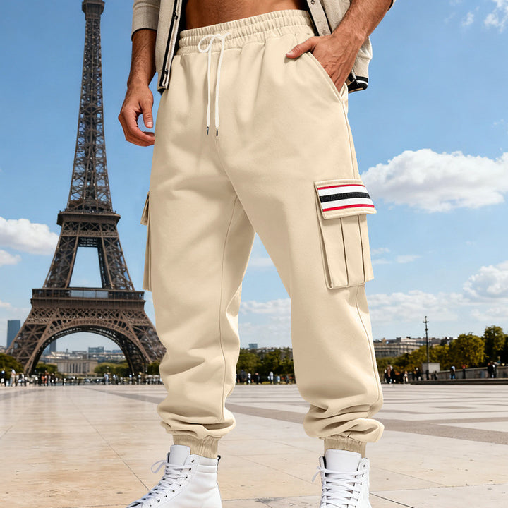 Herren Cargo-Joggerhose mit aufgesetzten Klappentaschen und elastischem Bündchen – Bravaro