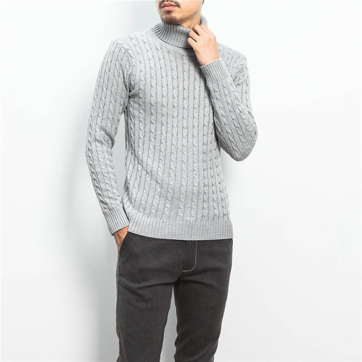 Herren nan Feinstrick-Rollkragenpullover mit Zopfmuster und schmaler Silhouette Echo Archiv