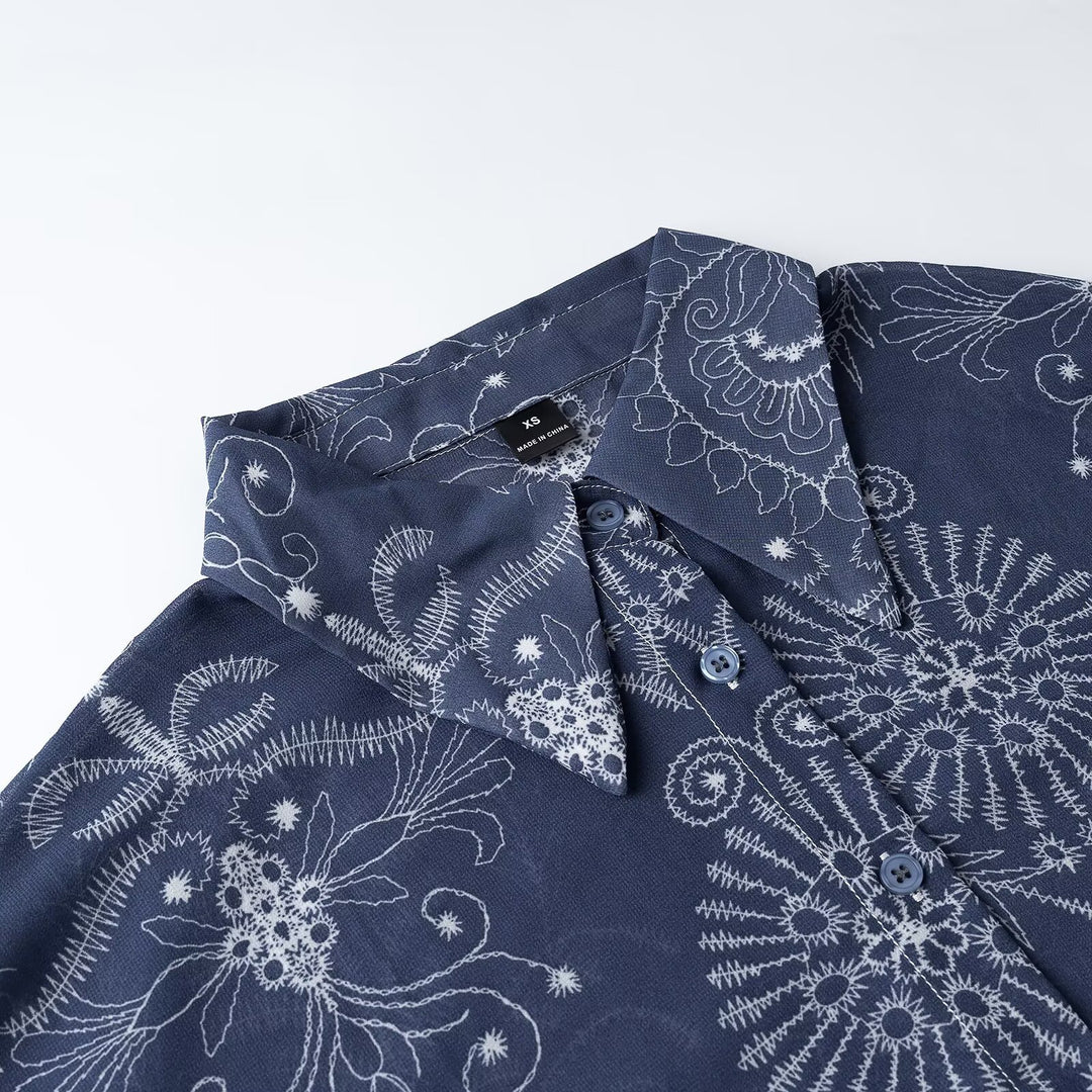 Damen Oversize-Buttonbluse mit Ballonärmeln und großem Hemdkragen Echoarchiv