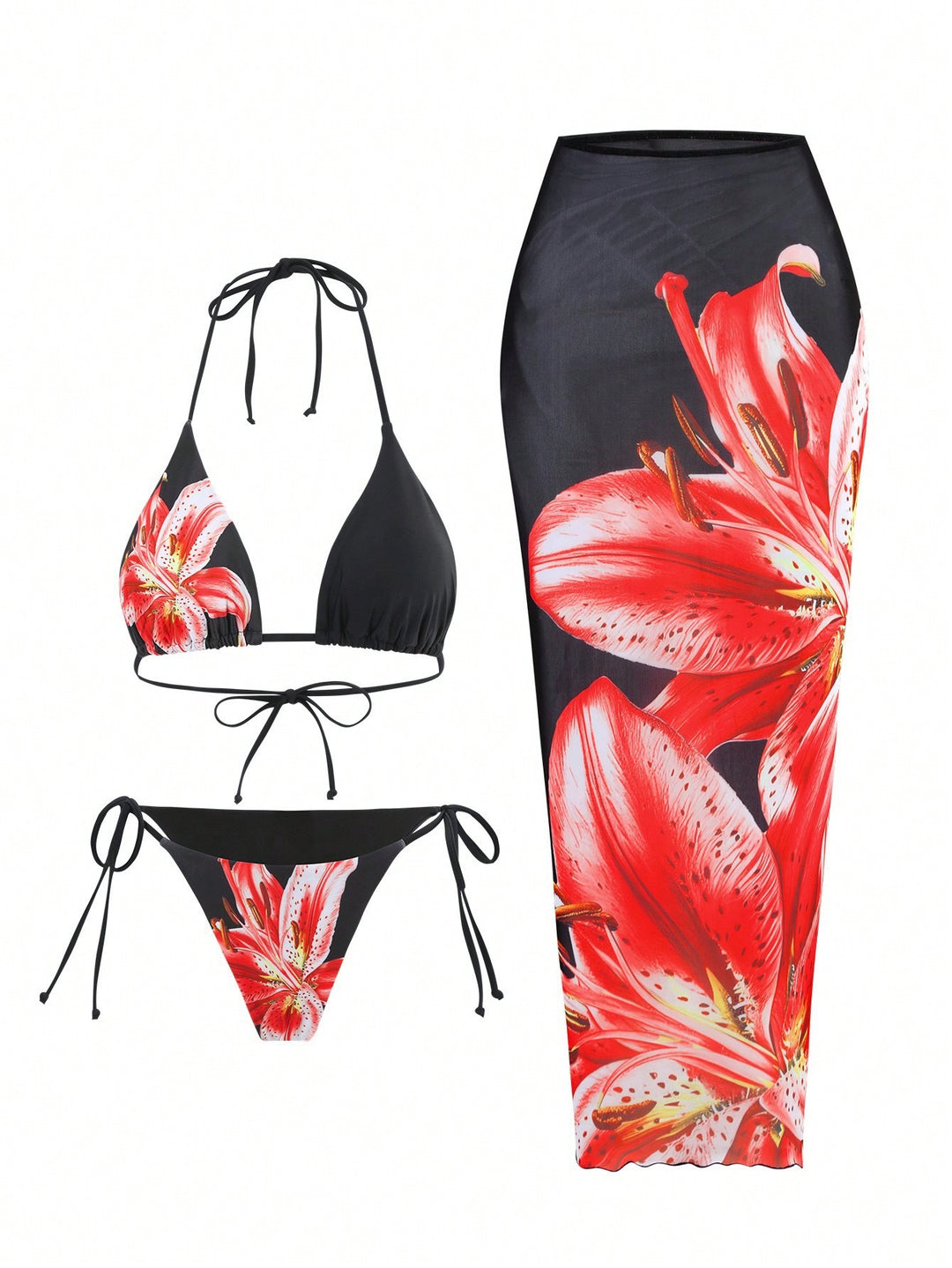 Damen Bikiniset mit blumigem Wickelrock Echo Archiv