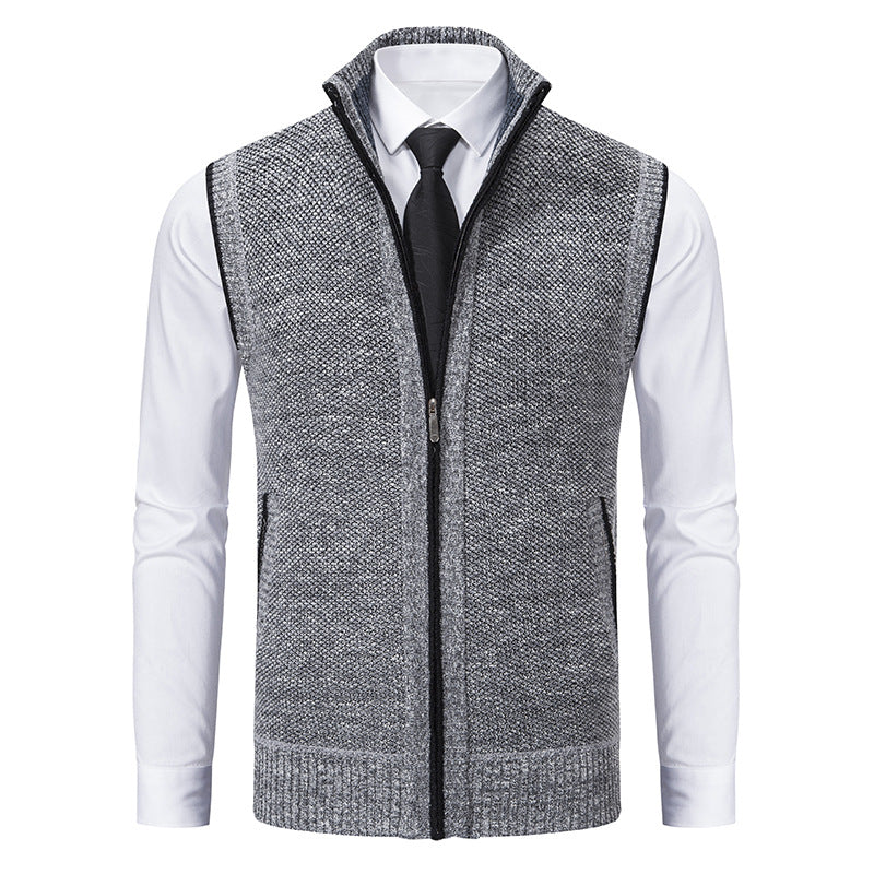 Herren nan elegante Strickweste mit Stehkragen und verdecktem Reißverschluss Echo Archiv