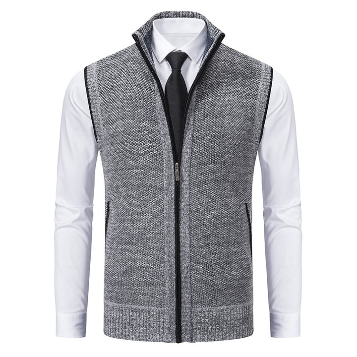 Herren nan elegante Strickweste mit Stehkragen und verdecktem Reißverschluss Echo Archiv
