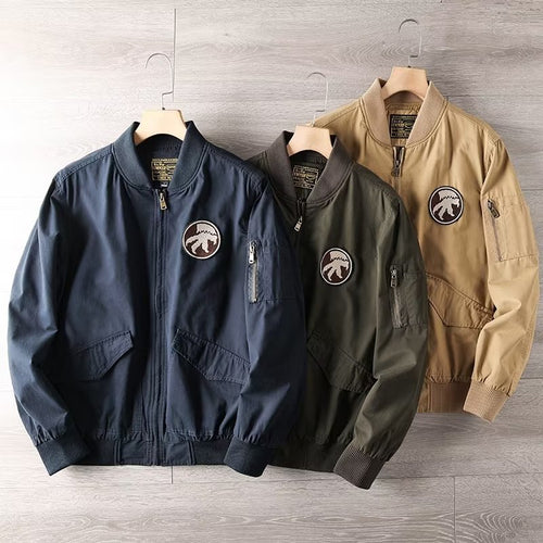 Herren Casual Bomberjacke mit Reißverschluss, Brustpatch und Ärmel-Taschendetail Echoarchiv