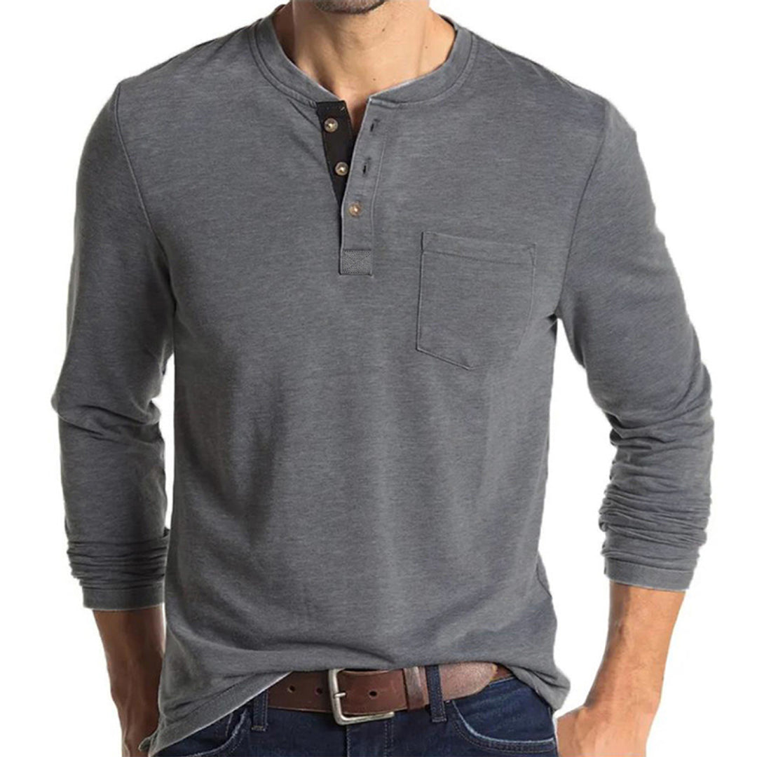 Herren langärmliges Henley-Shirt Echoarchiv