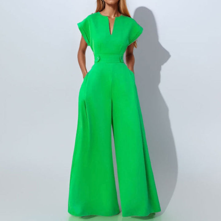 Damen eleganter Jumpsuit mit weitem Bein und praktischen Taschen Echoarchiv