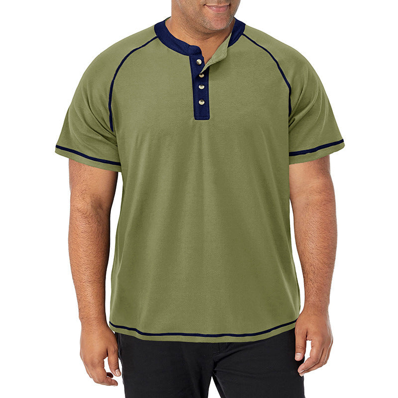 Herren Kurzarm-Henley-Shirt mit auffälligen Kontrastnähten und bequemer Passform Echoarchiv