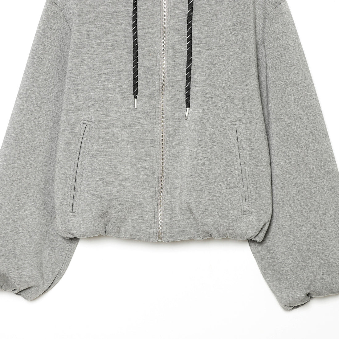 Damen Kurzgeschnittene Boxy-Kapuzenjacke mit durchgehendem Reißverschluss und kontrastierender Kordel Echoarchiv