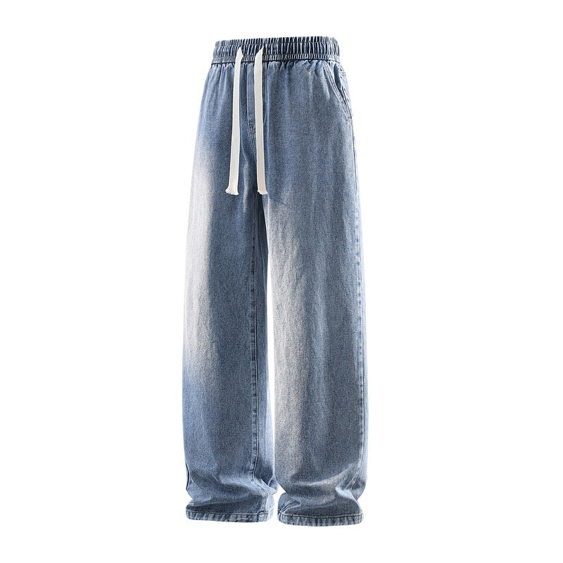 Herren Weite Denim-Freizeithose mit elastischem Bund, Tunnelzug & relaxed Baggy‑Silhouette Echoarchiv