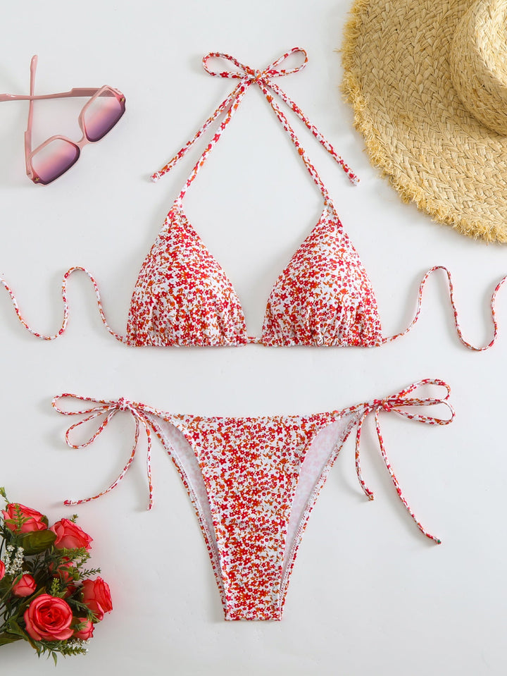 Damen Triangel-Bikini-Set mit verspieltem Blumenmuster Echoarchiv