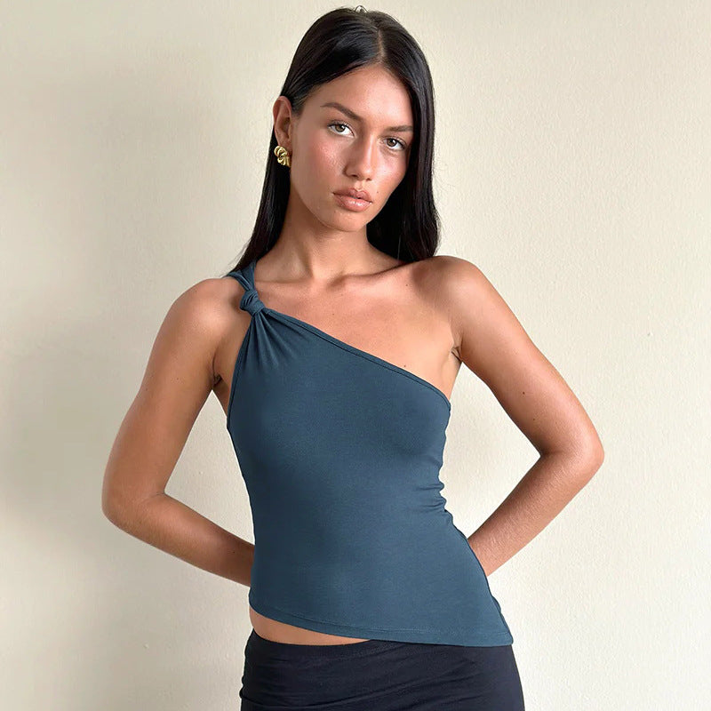 Damen asymmetrisches Trägershirt mit elegantem Knoten-Detail Echo Archiv