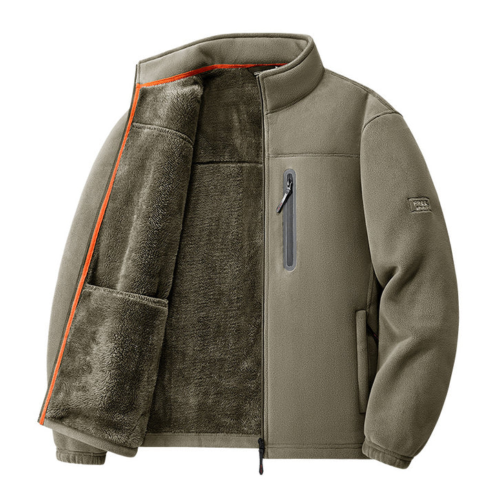 Herren nan Thermo-Fleecejacke mit hochflorigem Teddyfutter, Brust-Reißverschlusstasche und winddichter Front Echo Archiv