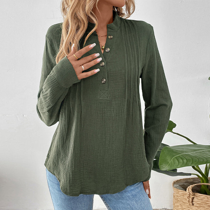 Damen Hochwertiges Langarmshirt mit Knöpfen Echo Archiv