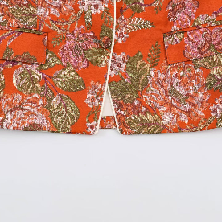 Damen Kurzblazer im Brokat‑Jacquard mit Stehkragen und Paspelkante Echoarchiv