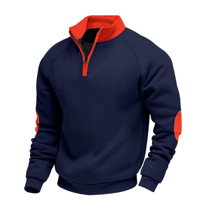 Herren sportlicher Pullover mit innovativem Reißverschluss und Kontrastarmdetails Echoarchiv