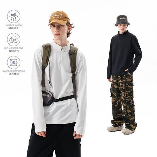 Herren Langärmeliges Halbzip-Sweatshirt mit Stehkragen und weitem Schnitt aus technischem Jersey Echo Archiv