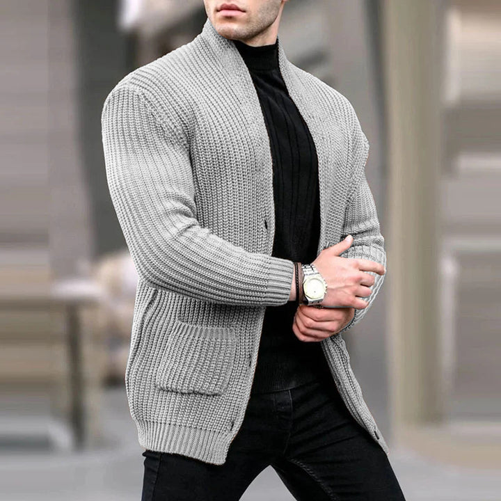 Herren Grobstrick-Cardigan mit Schalkragen und aufgesetzten Taschen Echo Archiv