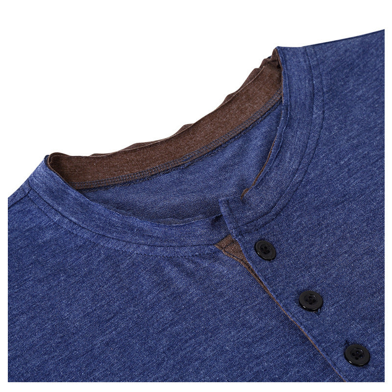 Herren Kurzarm Henley-T-Shirt mit plakativen Akzenten und hochwertiger Baumwolle Echoarchiv