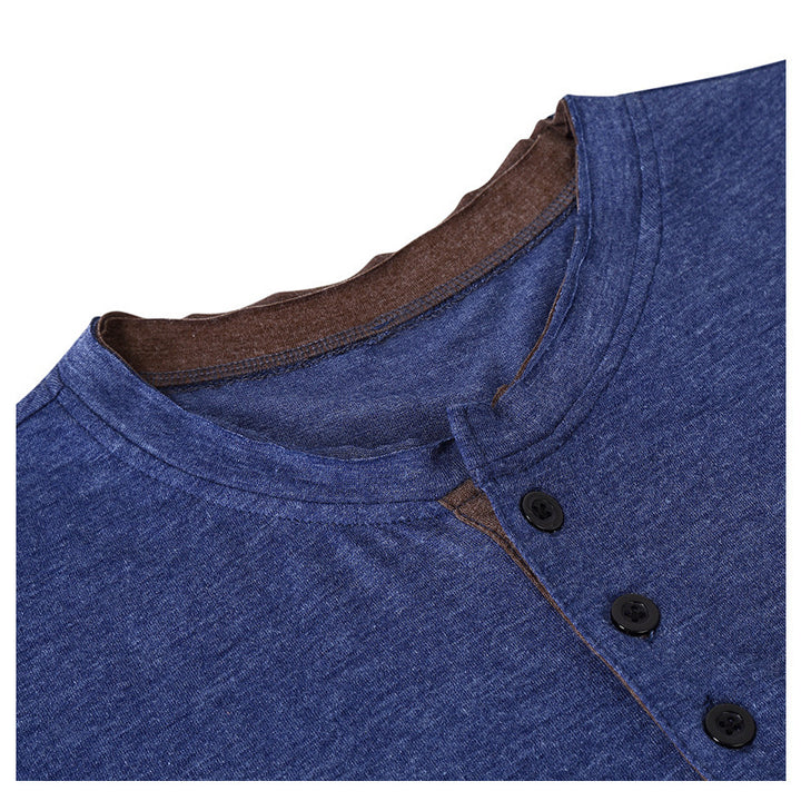 Herren Kurzarm Henley-T-Shirt mit plakativen Akzenten und hochwertiger Baumwolle Echoarchiv