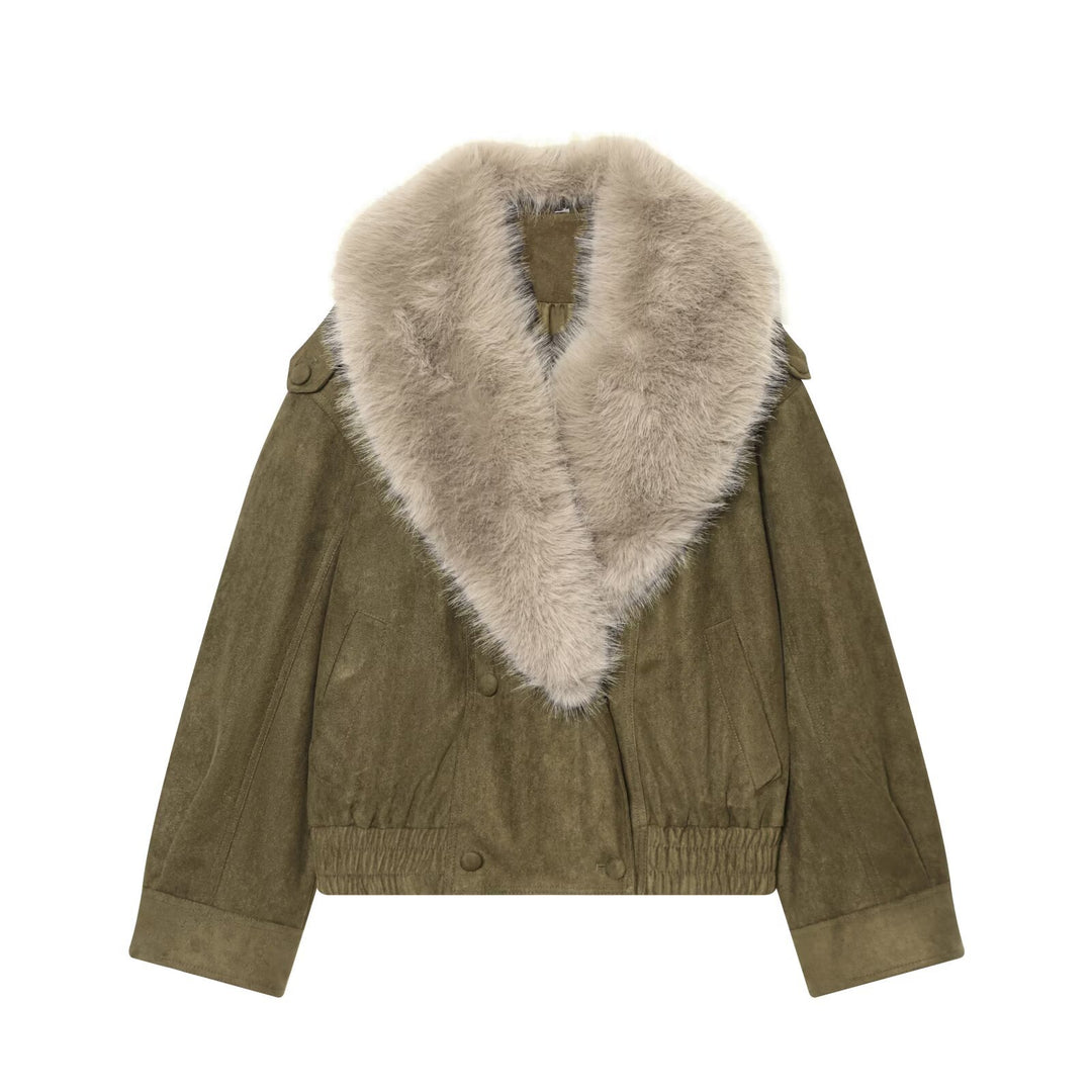 Damen Cropped Veloursjacke mit abnehmbarem XXL-Schalkragen Echo Archiv