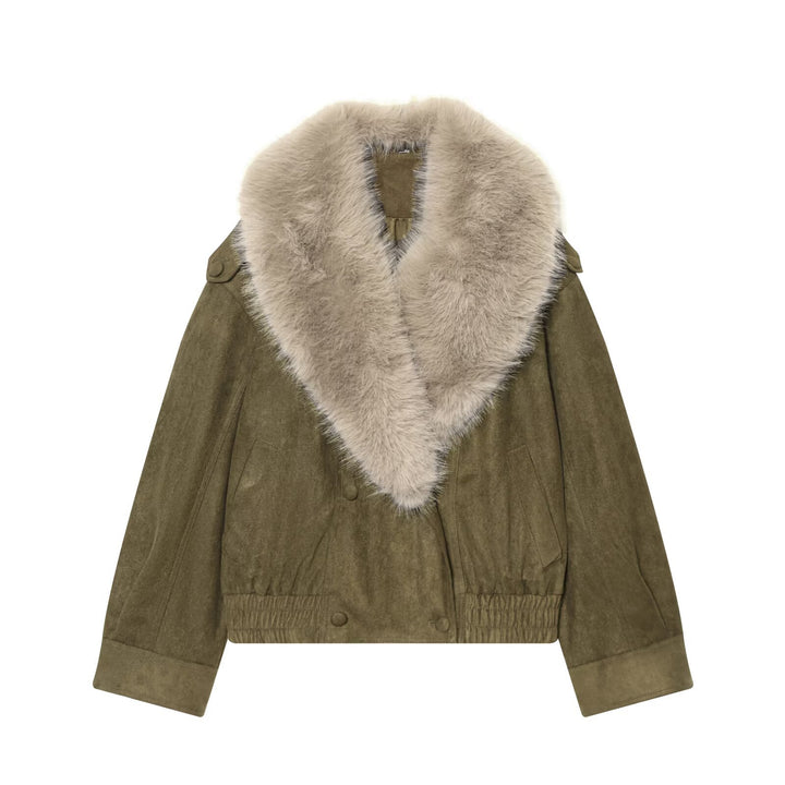 Damen Cropped Veloursjacke mit abnehmbarem XXL-Schalkragen Echo Archiv
