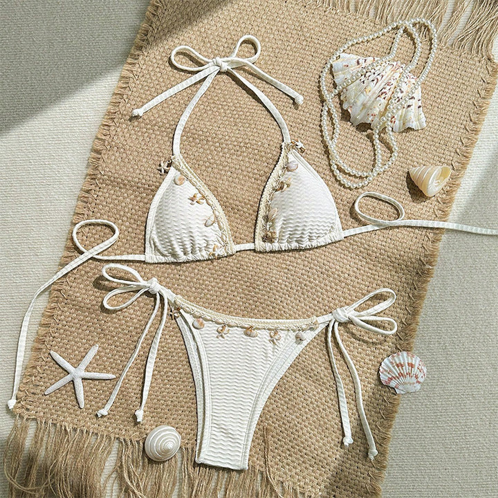 Damen Triangel-Bikini-Set mit verspielten Details und verstellbaren Bindebändern Echo Archiv