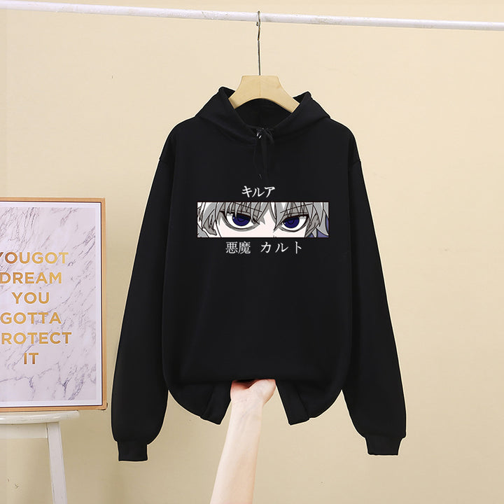 Unisex oversized Kapuzenpullover mit anime Augenprint und weicher Baumwollmischung – Auréline