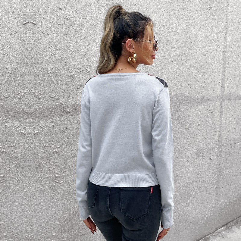 Damen Leichter Kurzcardigan mit Rautenmuster, V-Ausschnitt und Knopfleiste Echoarchiv