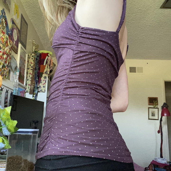 Damen Spaghetti-Trägertop mit elegantem Wickeldesign und Polka-Dots Echo Archiv
