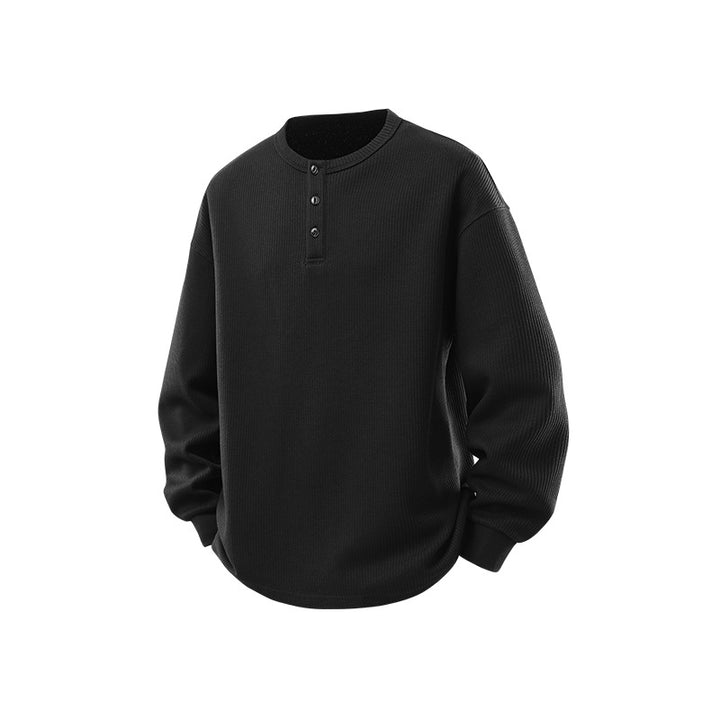 Herren Waffelstruktur-Henley-Thermashirt mit Knopfleiste und Relaxed-Fit Echo Archiv