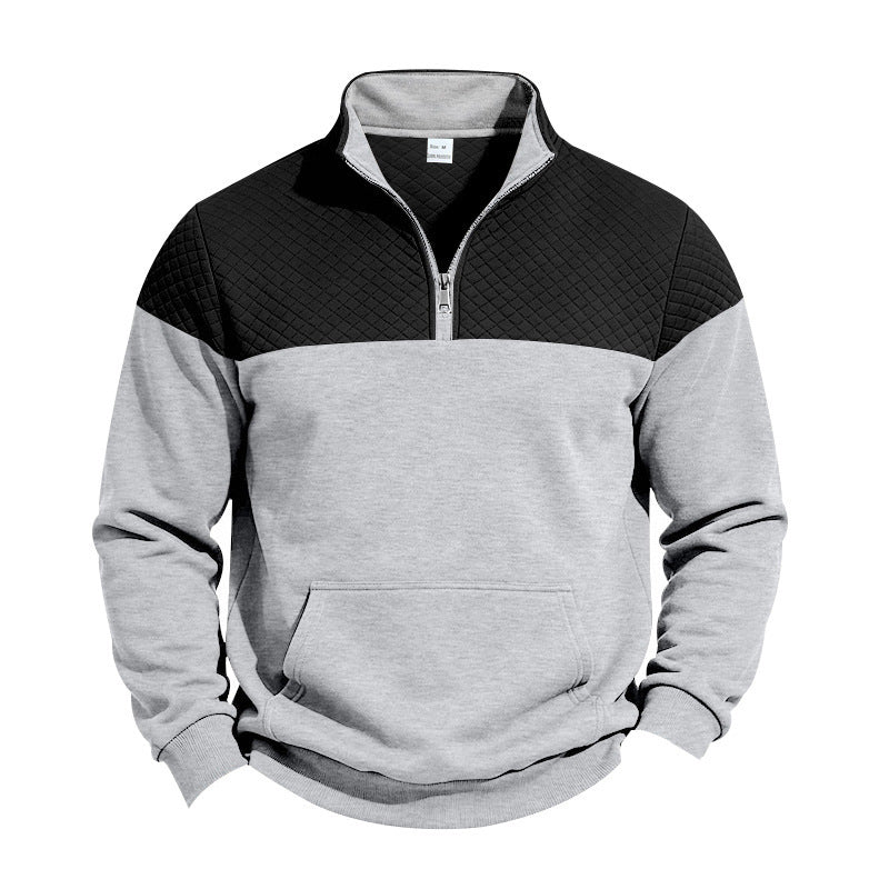 Herren Sweatshirt mit kurzem Reißverschluss, wattierter Brustpartie und Kängurutasche – Norvane