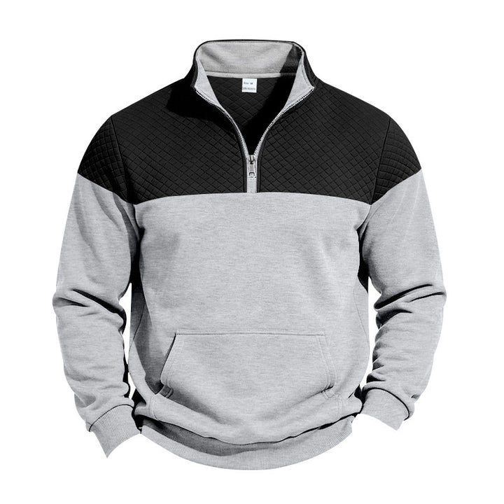 Herren Sweatshirt mit kurzem Reißverschluss, wattierter Brustpartie und Kängurutasche – Norvane