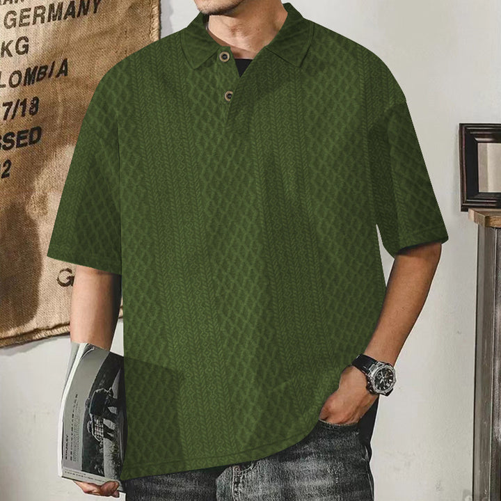 Herren modisches Kurzarm-Hemd mit strukturierter Oberfläche und eleganten Knopfdetails Echoarchiv