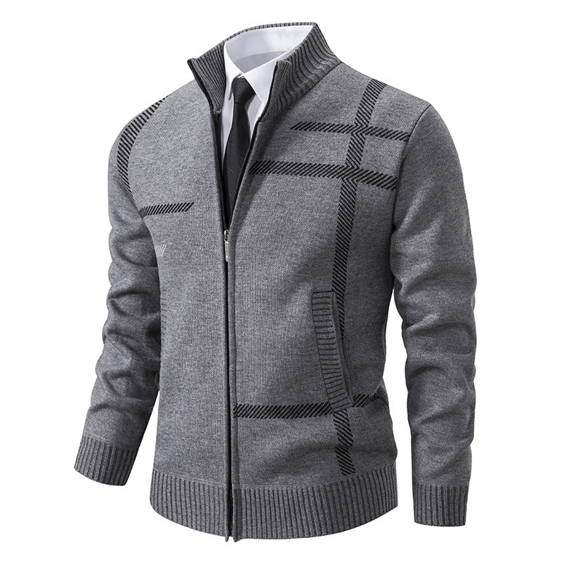 Herren Strickjacke mit graphischen Mustern und hohem Kragen Echoarchiv