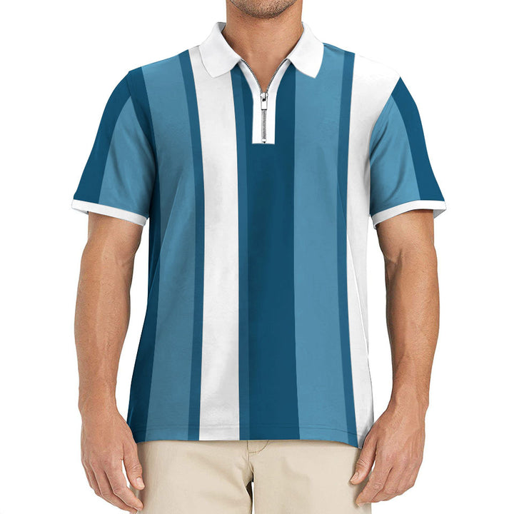 Herren Poloshirt mit praktischem Reißverschluss und modernem Streifendesign Echoarchiv