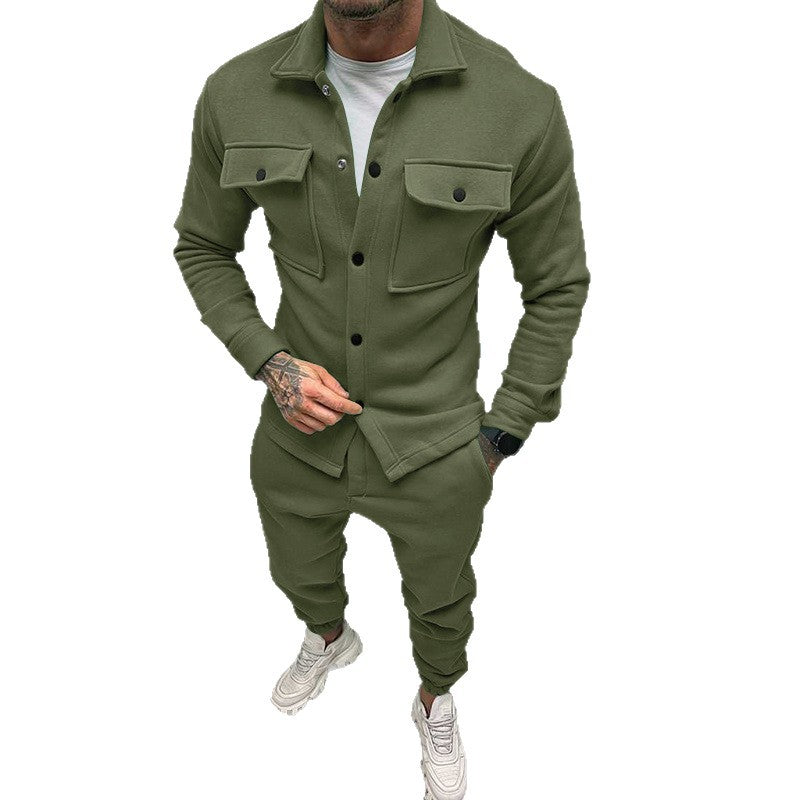 Herren Utility-Overshirt aus French-Terry mit Pattentaschen und Druckknopfverschluss Echoarchiv