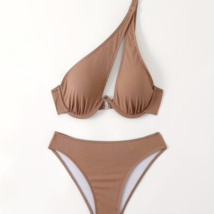 Damen Bikini-Set mit asymmetrischem Trägerdesign und unterstützendem Push-Up-Oberteil Echo Archiv